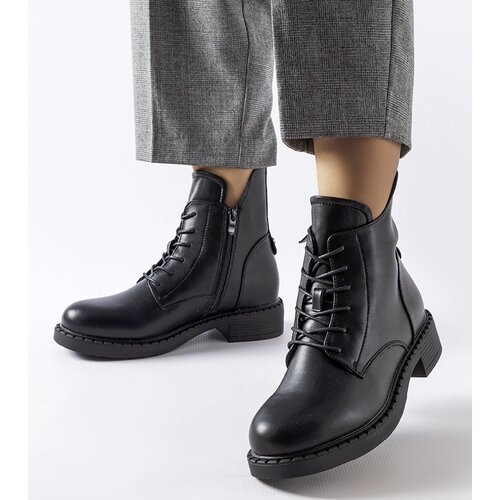 Gemre Black asymmetrical flat ankle boots Solza Cene
