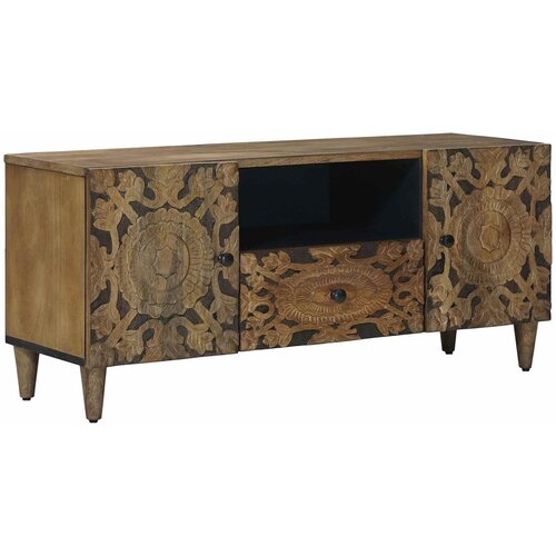 TV ormar s ladicama Smeđa 105 x 33,5 x 46 cm Čvrsto drvo manga Cene