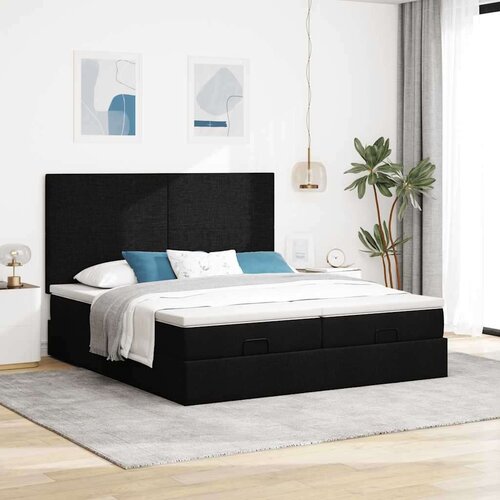 VidaXL otomanski okvir kreveta s madracima crni 200x200cm od tkanine Slike