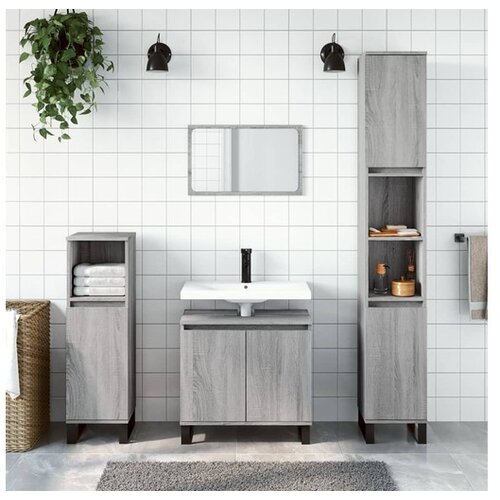 vidaXL Kopalniska omarica siva sonoma 58x33x60 cm inzenirski Cene