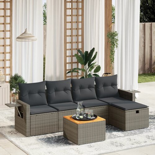 vidaXL 6-dijelni set vrtnih sofa od poliratana s jastucima sivi Cijene