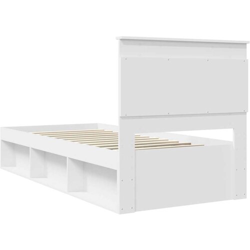 Okvir za krevet Bijelo 75 x 190 cm Čvrsto borovo drvo Slike