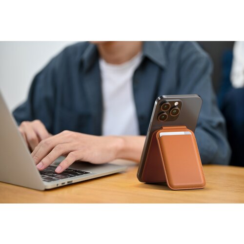 Satechi magsafe ohiÅ¡je za kartice za iphone s funkcijo usnjenega drå¾ala, oranå¾na, (21085249) Cene