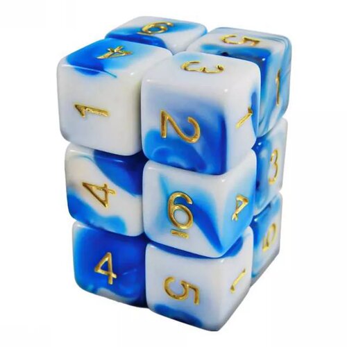 Green Stuff World dice D6 16mm color blue marble (12pc pack) Slike