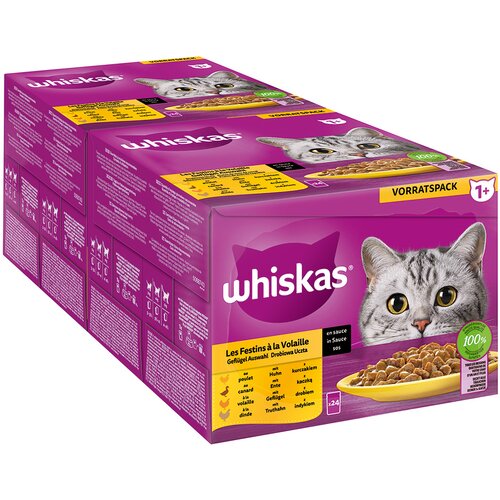 MEGA pakiranje Whiskas 1+ Adult vrečke 48 x 85 g - Perutninski izbor v omaki Cijene