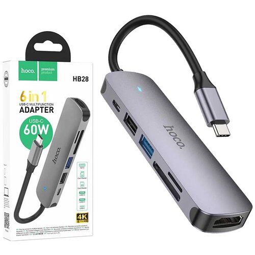 Hoco. HB28 TYPE-C MULTI PRETVARAČ (HDTV+USB3.0+USB2.0+SD+TF+PD) Slike