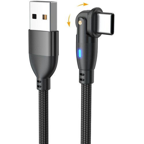 INF 2-Pack USB na Type-C 180&amp;deg; vrtljiv polnilni podatkovni kabel - najlonsko pleten Black 3 m, (5000277020) Slike