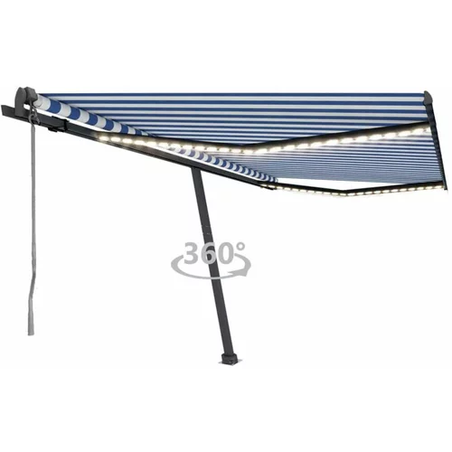  Automatska tenda sa senzorom LED 450x350 cm plavo-bijela