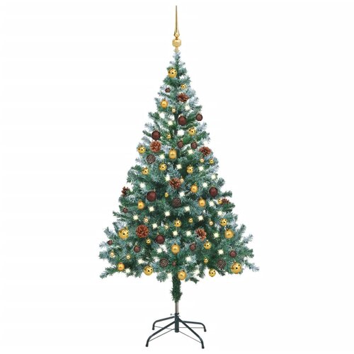 vidaXL Novoletna jelka z LED lučkami, bučkami in storži 150 cm Cene