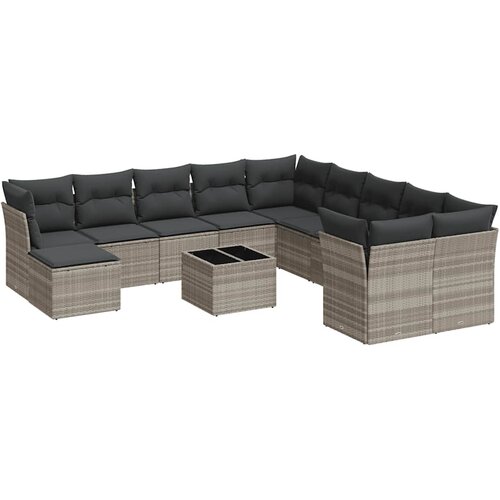  12-dijelni set vrtnih sofa poliratan s jastucima svijetlosivi Slike