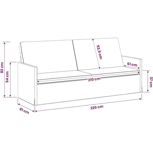 SOFA za 3 osobe Svijetlo žuta 220 x 81 x 82 cm Tkanina - Svjetložuta 210 cm Slike