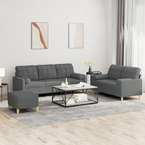  3-dijelni set sofa s jastucima tamnosivi od tkanine Cijene