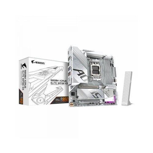 Gigabyte B850M a elt WF6E ice AM5, amd B850 chipset, 4x DDR5 dimm, pcie ud slot : pcie 5.0 x16 slots with 10X strength for graphics card &amp;amp; better heat dissipation effect Slike