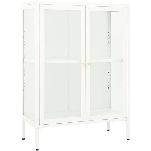  Komoda bijela 75 x 35 x 105 cm od čelika i stakla Slike