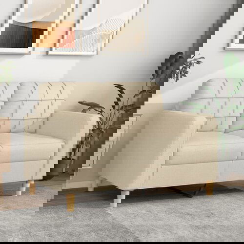 VidaXL Dvosjed od tkanine krem 120 cm Slike