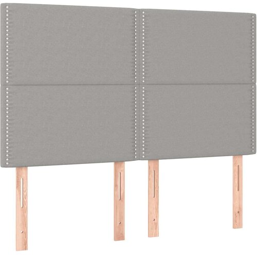  Box spring s madracem LED svjetlosivi 140x200 cm tkanina Slike