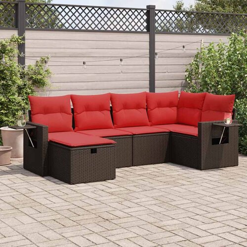 vidaXL 6-dijelni set vrtnih sofa od poliratana s jastucima smeđi Cene