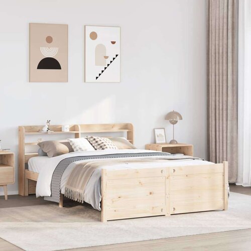  Okvir za krevet s uzglavljem 135 x 190 cm od masivne borovine Cene
