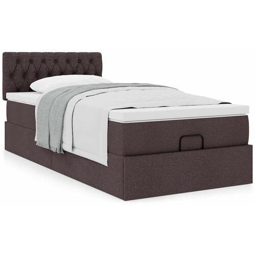 VidaXL Otomanski posteljni okvir z vzmetnico rjav 90x200 cm blago Slike