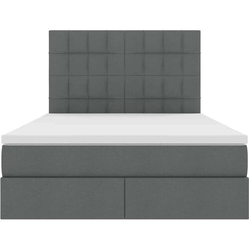  Krevet S LED lampica s pohranom Tamno siva 140 x 190 cm tkanina Slike