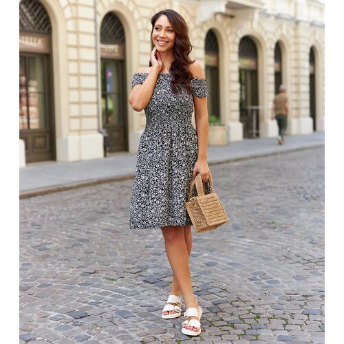 Gemre Black floral off-shoulder dress Levada Slike