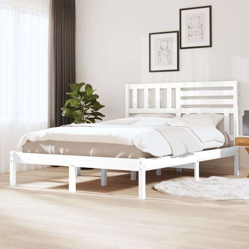  Posteljni okvir bel iz trdne borovine 140x190 cm, (20646418) Slike