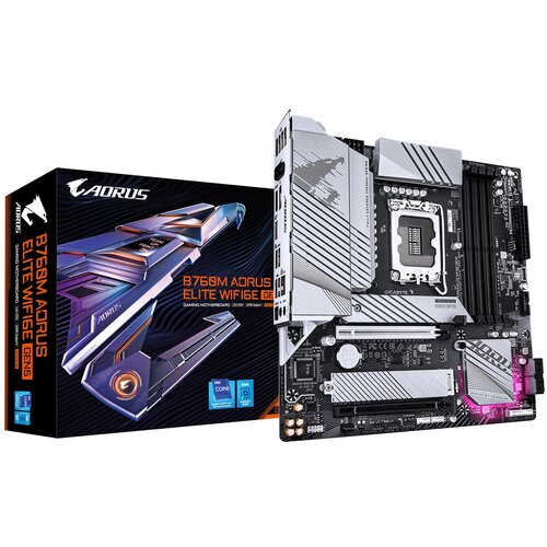 Gigabyte B760M AORUS ELITE WIFI6E GEN5 Motherboard - Supports 14th Gen. Intel Core CPUs, 12+1+1 phases VRM, up to 5600MHz DDR5, 2xPCIe 4.0 M.2, Wi-Fi 6E, 2.5 GbE LAN, USB 3.2 Gen 2x2 Cijene