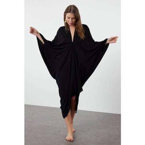 Trendyol Black Wide Fit Maxi Woven Draped Beach Dress Cijene