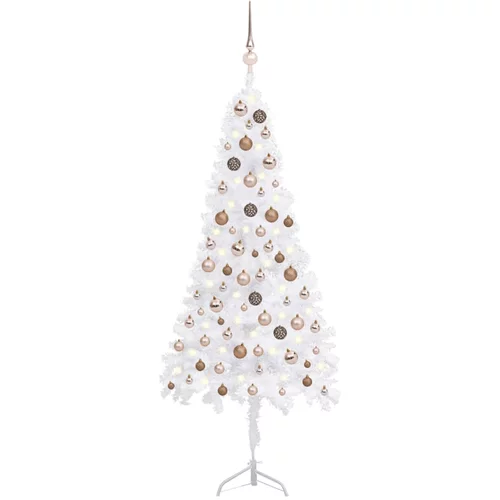 vidaXL kutno umjetno božićno drvce LED s kuglicama bijelo 150 cm PVC