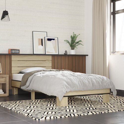 Furnova Posteljni okvir sonoma hrast 90x200 cm inženirski les in kovina, (21936411) Slike