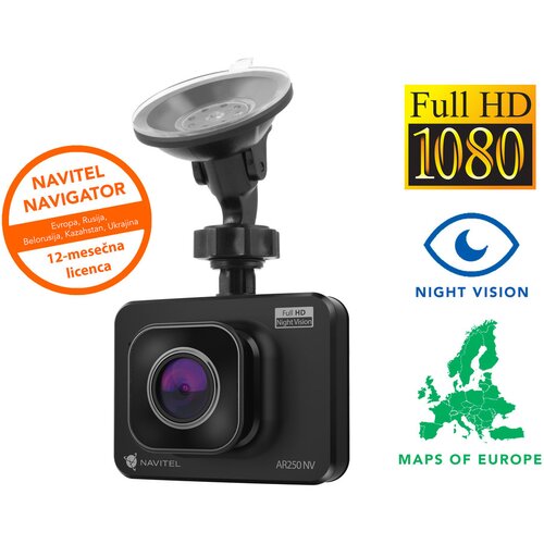 Navitel Avto kamera AR250 NV, Full HD 1920x1080 (30frs), 2'' zaslon, Night Vision, MicroSD, G-SENZOR, (20506050) Cene