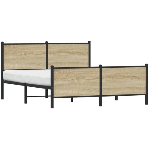 vidaXL Kovinski posteljni okvir brez vzmetnice sonoma hrast 140x200 cm Cene