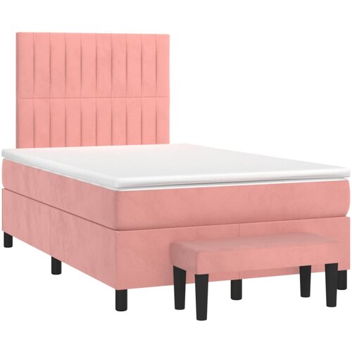 vidaXL Box spring postelja z vzmetnico roza 120x190 cm žamet, (21128839) Cene