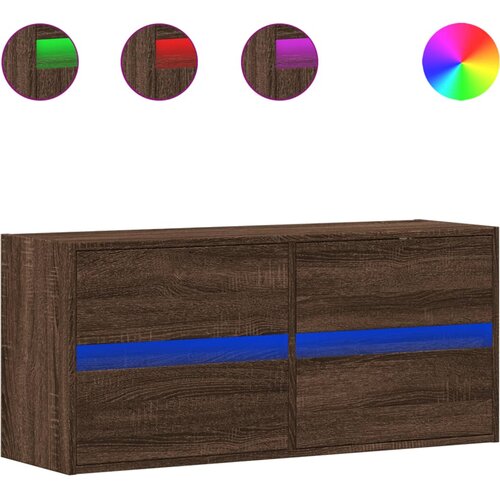 Maison Chic Stenska TV omarica - TV stojalo - Televizijska omarica z LED lučkami rjavi hrast 130x31x45 cm, (21702112) Cene