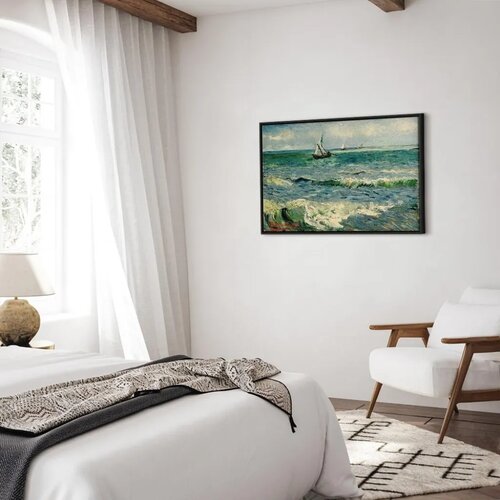  Slika - Vincent van Gogh &amp;ndash; Seascape at Saintes-Maries 60x40 U crnom drvenom okviru Slike