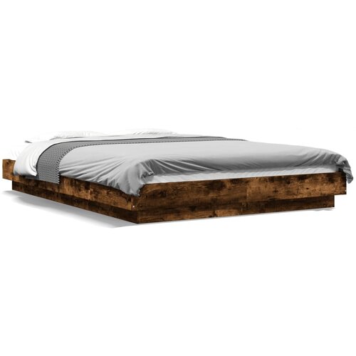 VidaXL Okvir kreveta s LED svjetlima boja hrasta 140 x 200 cm drveni Slike