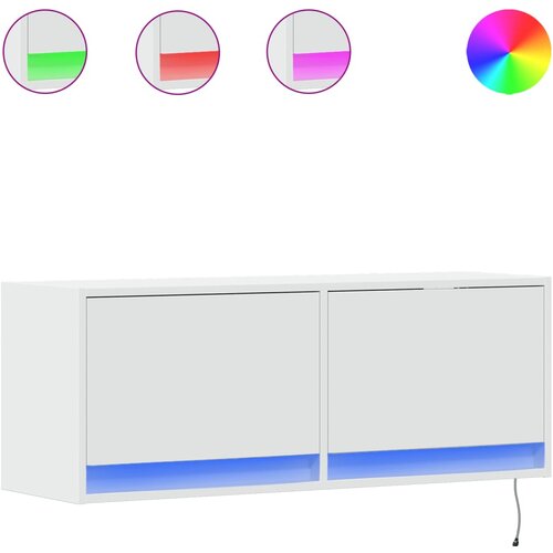  Zidni TV ormarić s LED svjetlima bijeli 100 x 31 x 38 cm Slike