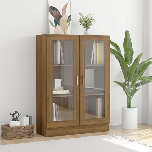 vidaXL Vitrina boja smeđeg hrasta 82,5 x 30,5 x 115 cm drvena Cijene