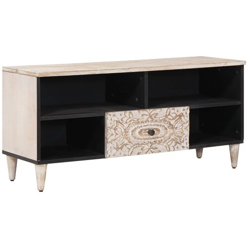 TV ormar s ladicama Bijelo 100 x 33,5 x 46 cm Čvrsto drvo manga Cijene
