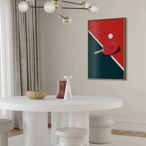  Plakat - Table Tennis - Ball and Racket on a Table 29.7x42 Zlatni okvir Cene