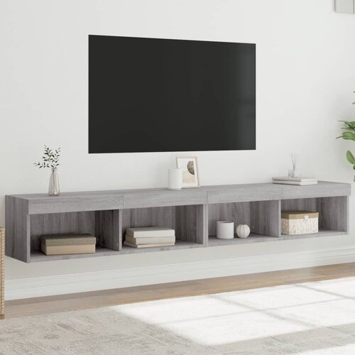 vidaXL TV omarica z LED lučkami 2 kosa siva sonoma 100x30x30 cm Cene