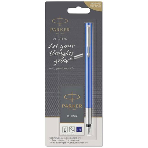 Parker Nalivno pero Vector + 5 črnilnih vložkov, moder Slike