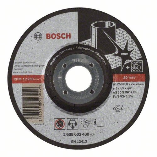 Bosch brusna ploča ispupčena Expert for Inox 2608602488, AS 30 S INOX BF, 125 mm, 6,0 mm Slike