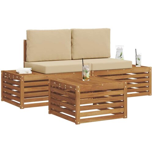  Set vanjskih sofa s jastukom 3 Komad Prirodna i bež Slike