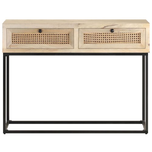 Maison Chic konzolna miza - miza ob steni 100x35x76 cm trden mangov les in naravni trst, (21786158) Cene