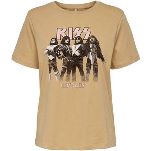 Only Majice s kratkimi rokavi CAMISETA KISS BEIGE MUJER 15274788 Bež Slike