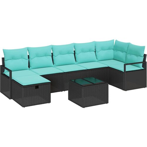  Set sofe s jastukom s pohranom 8 pcs Crna i Tirkizna poliratan Slike