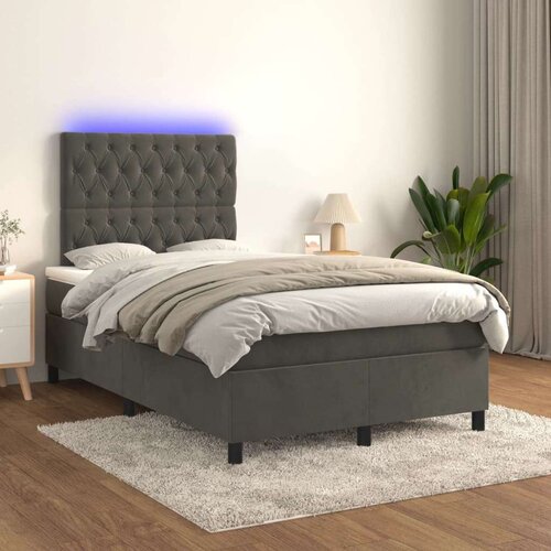  Box spring s madracem LED tamnosivi 120 x 200 cm bar&amp;scaron;un Slike