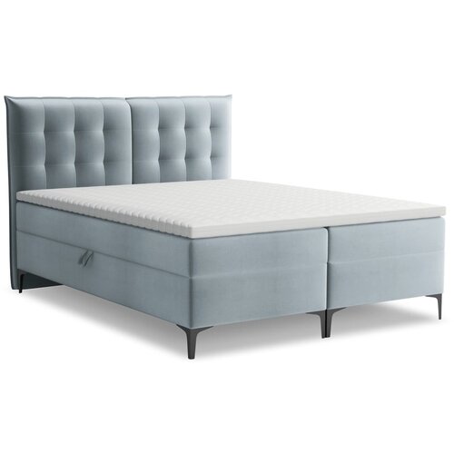 Makamii Svijetlo plavi boxspring krevet s prostorom za odlaganje 160x200 cm Mikana &ndash; Cijene