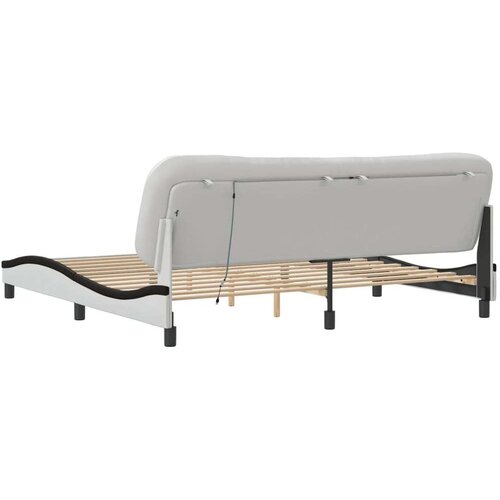  Okvir kreveta LED bijelo-crni 200 x 200 cm umjetna koža Slike